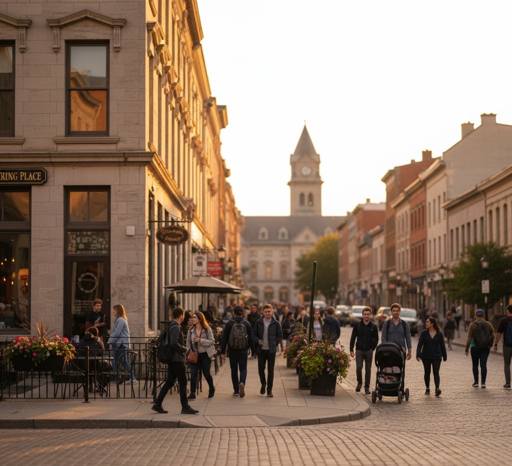 Vibrant Downtown Guelph community scene
